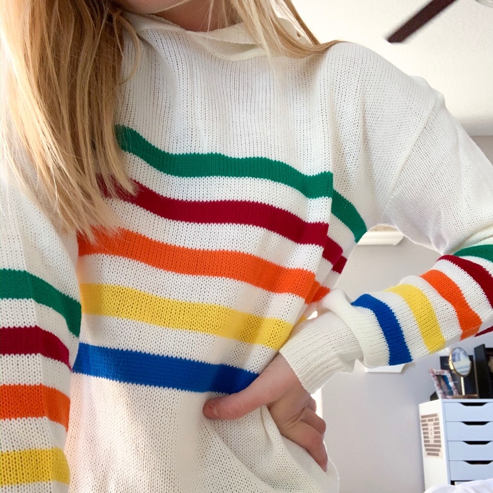 Rainbow sweater with hood! NWT